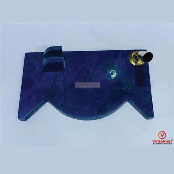Luxury Lapis Lazuli Pen Stand: Brass Base, Desk Decor - Picture 6 of 6